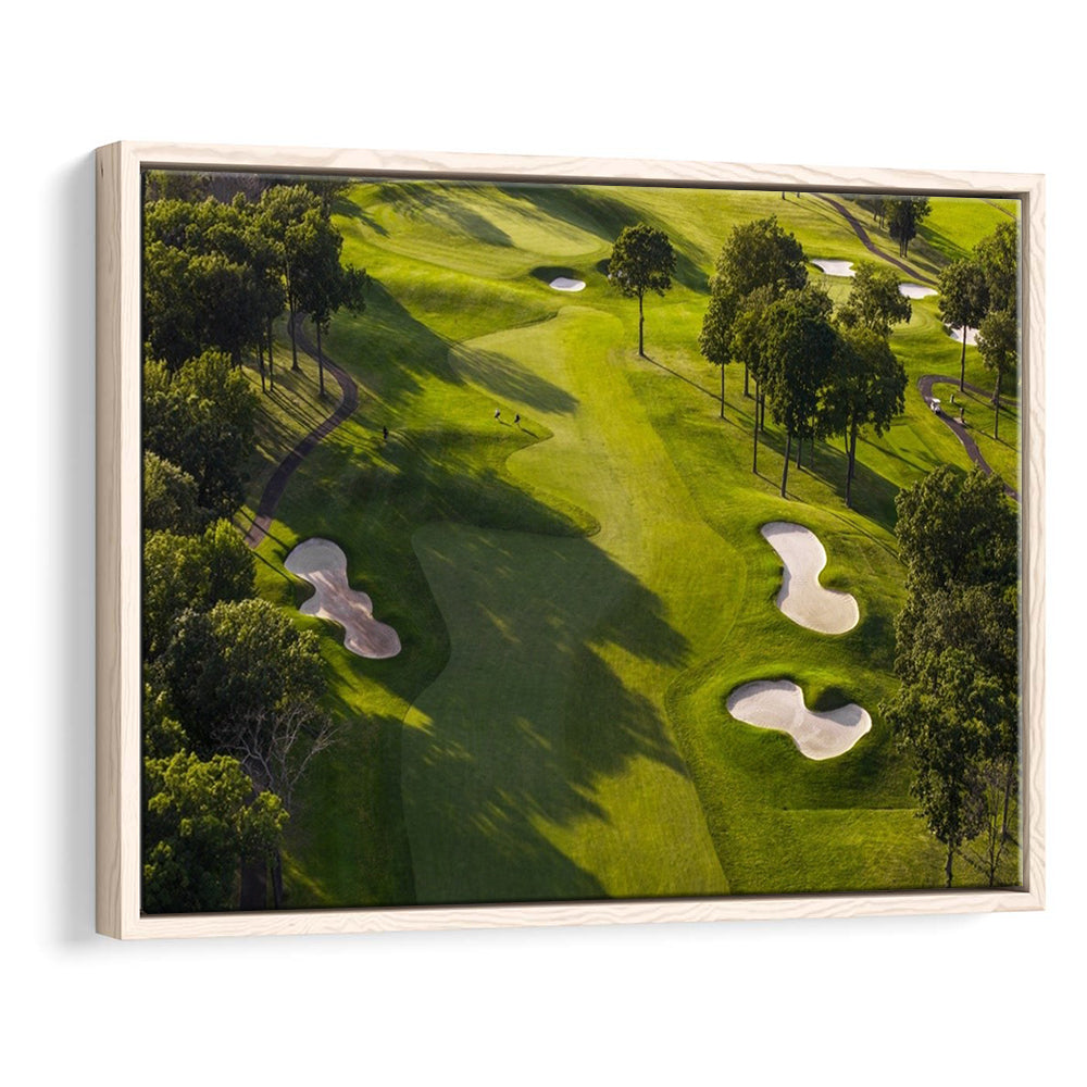 Aerial Photo Of A Summer Golf Course, Floating Framed Canvas Print Wall Art