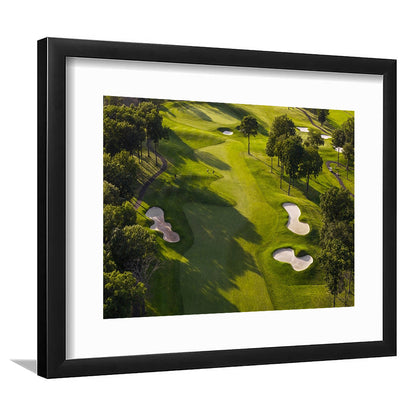 Aerial Photo Of A Summer Golf Course, Goft Art Print, Framed Art Print White Border Wall Decor