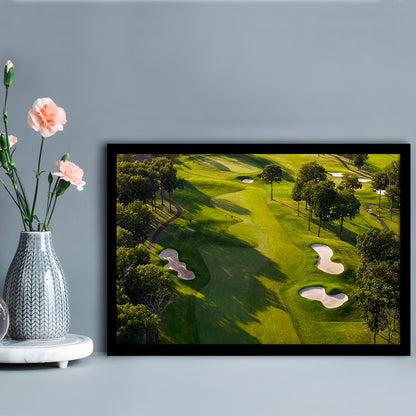 Aerial Photo Of A Summer Golf Course, Framed Art Print Wall Decor, Picture Framed