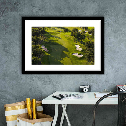 Aerial Photo Of A Summer Golf Course, Goft Art Print, Framed Art Print White Border Wall Decor