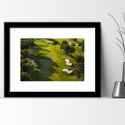 Aerial Photo Of A Summer Golf Course, Goft Art Print, Framed Art Print White Border Wall Decor