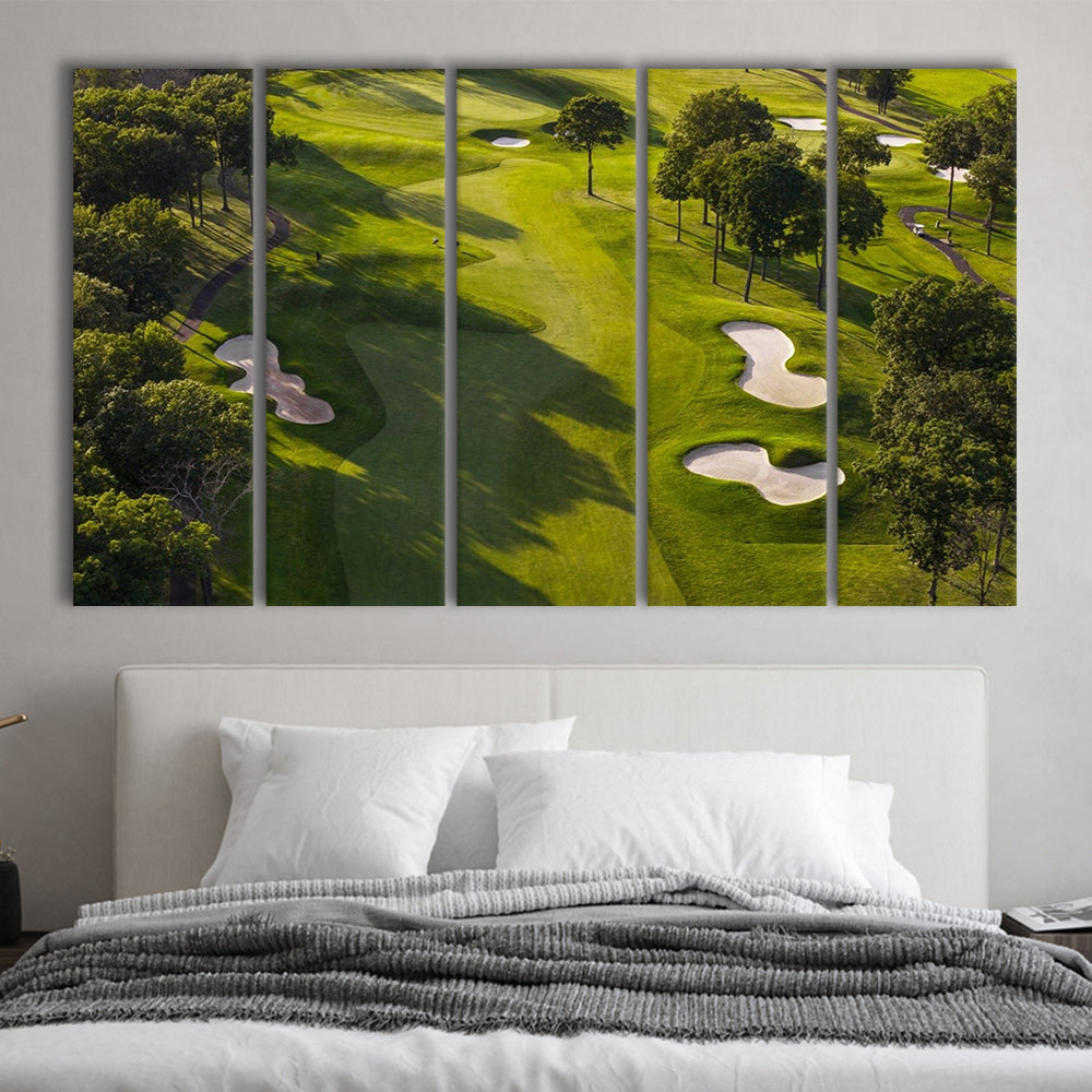 Aerial Photo Of A Summer Golf Course, Golf Art Print, Extra Large Canvas Print Wall Art