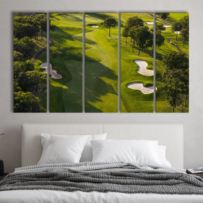 Aerial Photo Of A Summer Golf Course, Golf Art Print, Extra Large Canvas Print Wall Art