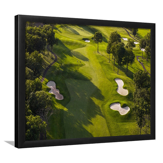 Aerial Photo Of A Summer Golf Course, Framed Art Print Wall Decor, Picture Framed