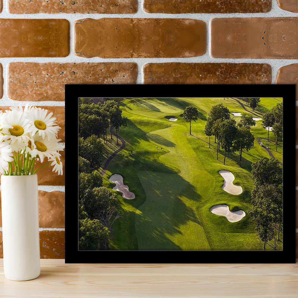 Aerial Photo Of A Summer Golf Course, Framed Art Print Wall Decor, Picture Framed