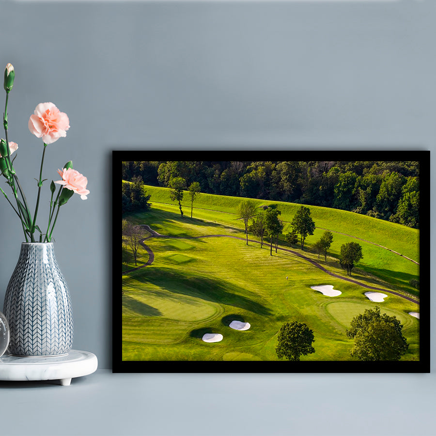 Aerial Photo Of A Golf Course, Framed Art Print Wall Decor, Picture Framed