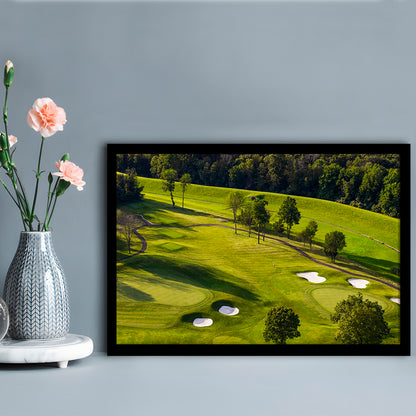 Aerial Photo Of A Golf Course, Framed Art Print Wall Decor, Picture Framed