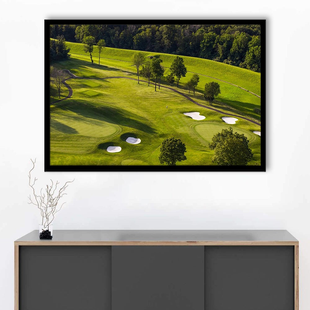 Aerial Photo Of A Golf Course, Framed Art Print Wall Decor, Picture Framed
