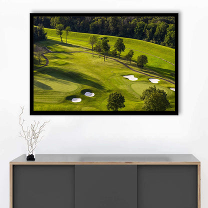 Aerial Photo Of A Golf Course, Framed Art Print Wall Decor, Picture Framed