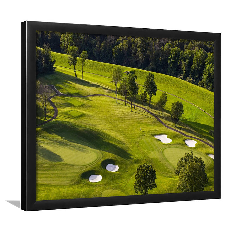 Aerial Photo Of A Golf Course, Framed Art Print Wall Decor, Picture Framed