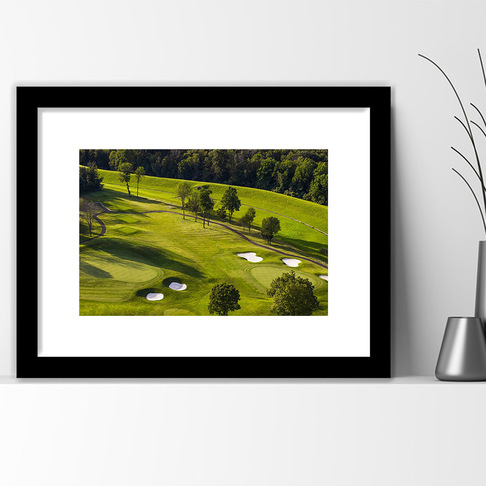 Aerial Photo Of A Golf Course, Goft Art Print, Framed Art Print White Border Wall Decor