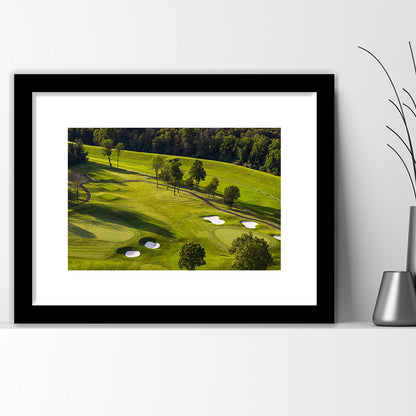 Aerial Photo Of A Golf Course, Goft Art Print, Framed Art Print White Border Wall Decor