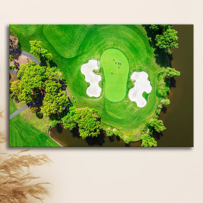 Aerial View Of Green Golf Course In Summer, Golf Art Print,Gifts Golf Lover