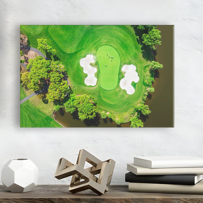Aerial View Of Green Golf Course In Summer, Golf Art Print,Gifts Golf Lover