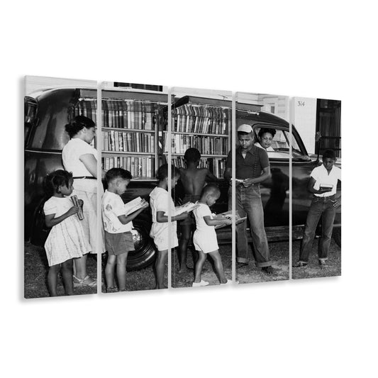 African American Children Photo Print, Black and White, Vintage Wall Decor, 5 Pieces Large Canvas Print