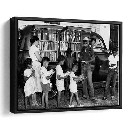 African American Children Photo Print, Black and White, Vintage Wall Decor, Floating Framed Canvas Print