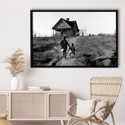 African American Children Printable, Black and White, Vintage Photos, Floating Framed Canvas Print