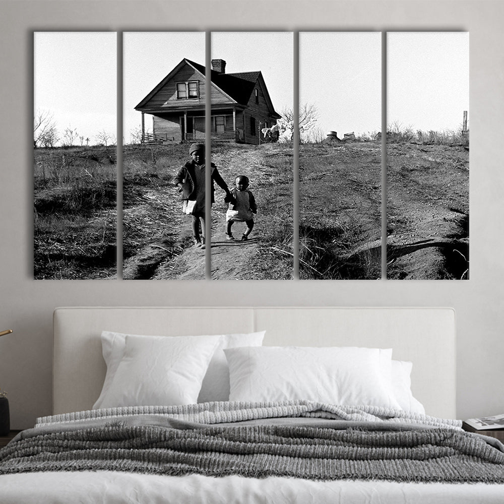 African American Children Printable, Black and White, Vintage Photos, 5 Pieces Large Canvas Print