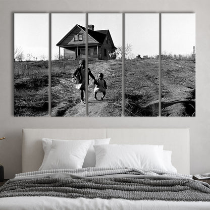 African American Children Printable, Black and White, Vintage Photos, 5 Pieces Large Canvas Print