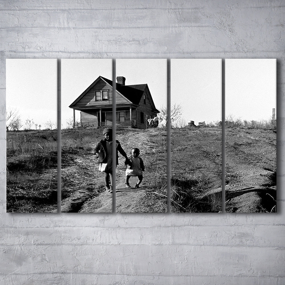 African American Children Printable, Black and White, Vintage Photos, 5 Pieces Large Canvas Print