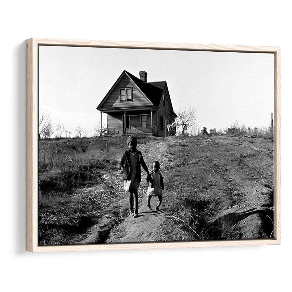 African American Children Printable, Black and White, Vintage Photos, Floating Framed Canvas Print