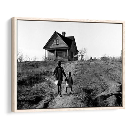 African American Children Printable, Black and White, Vintage Photos, Floating Framed Canvas Print