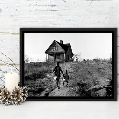 African American Children Printable, Black and White, Vintage Photos, Floating Framed Canvas Print