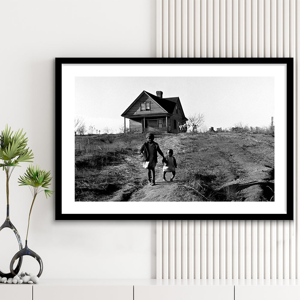 African American Children Printable, Black and White, Vintage Photos, Framed Art Print White Border Wall Decor