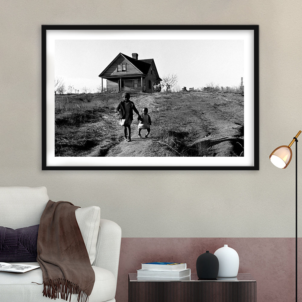 African American Children Printable, Black and White, Vintage Photos, Framed Art Print White Border Wall Decor