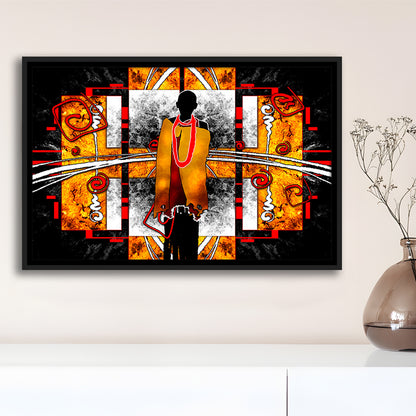 African Ethnic Wall Decor African, Framed Canvas Print Wall Art, Floating Frame