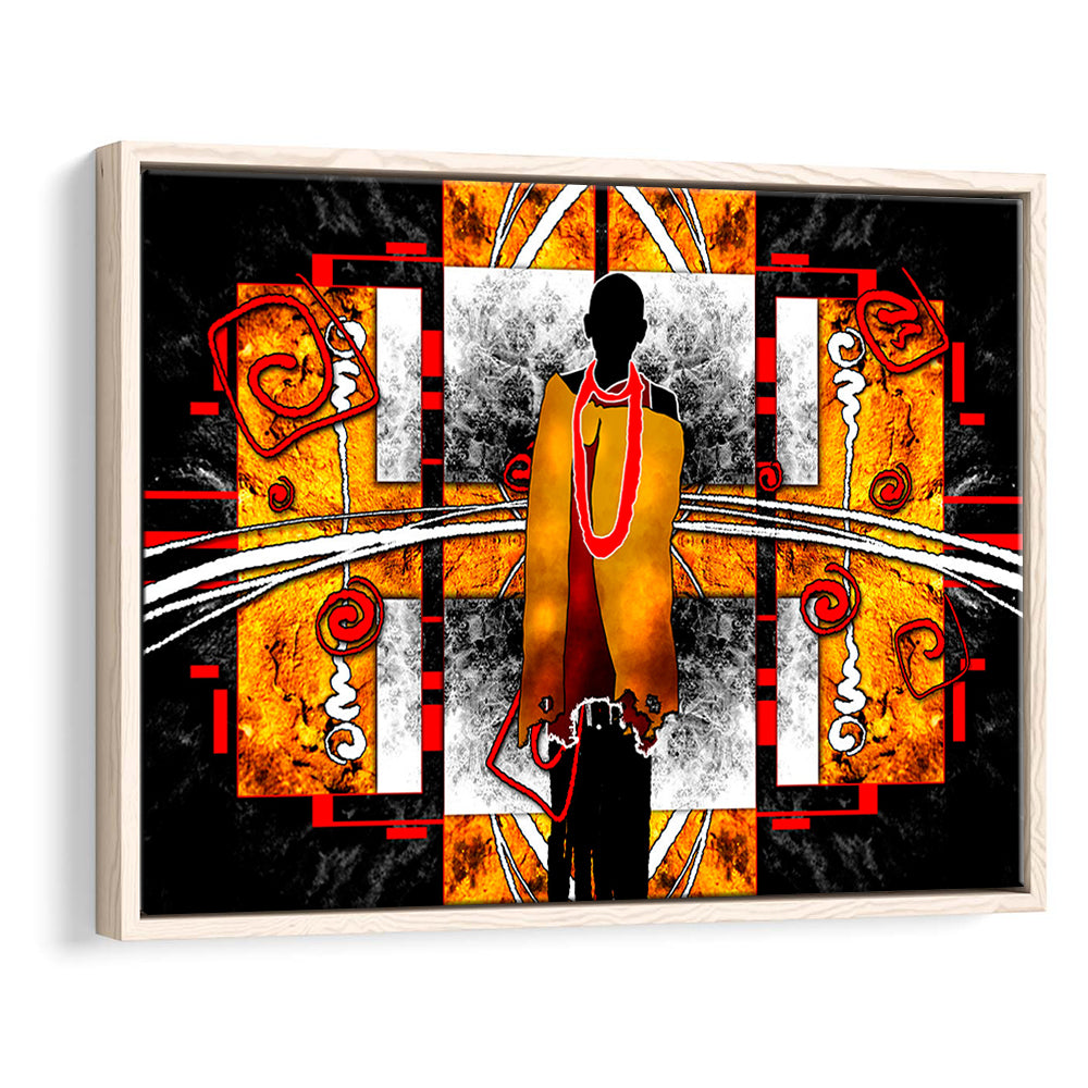 African Ethnic Wall Decor African, Framed Canvas Print Wall Art, Floating Frame