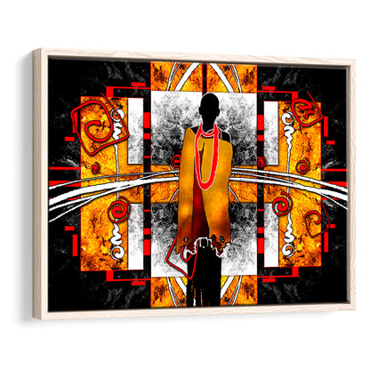 African Ethnic Wall Decor African, Framed Canvas Print Wall Art, Floating Frame