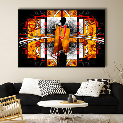 African Ethnic Wall Decor African, Framed Canvas Print Wall Art, Floating Frame