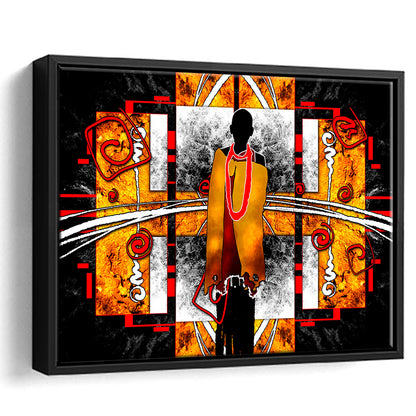 African Ethnic Wall Decor African, Framed Canvas Print Wall Art, Floating Frame