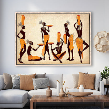 African Women Canvas Print,Ethnic Portrait Wall Art,Vibrant African, Framed Cavas Print, Floating Frame