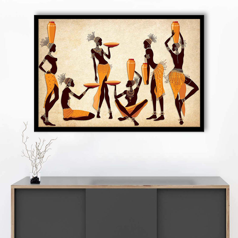 African Women Art Prints,Ethnic Portrait Wall Art,Vibrant African, Framed Art Print, Picture Framed