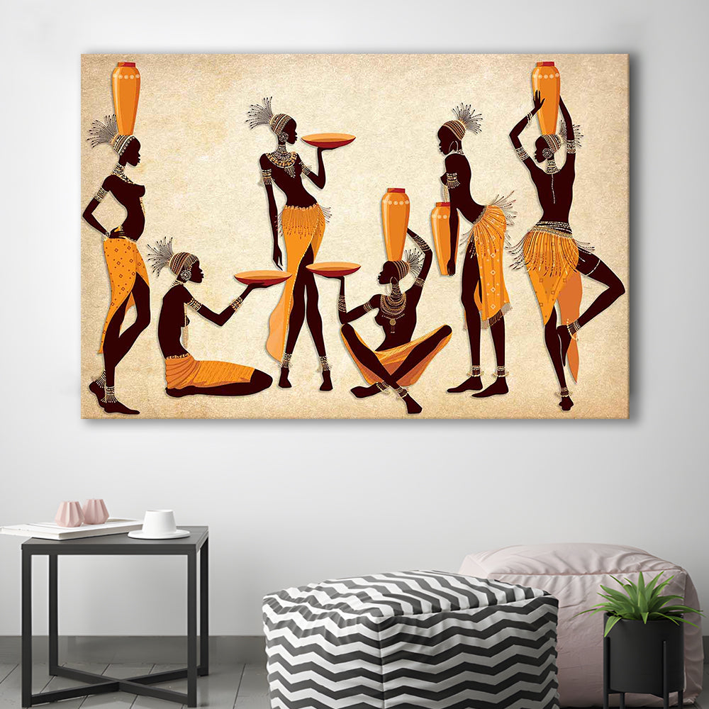 African Women Canvas Print,Ethnic Portrait Wall Art,Vibrant African, Cavas Print Wall Art Hom Decor