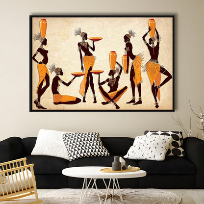 African Women Canvas Print,Ethnic Portrait Wall Art,Vibrant African, Framed Cavas Print, Floating Frame
