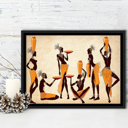 African Women Canvas Print,Ethnic Portrait Wall Art,Vibrant African, Framed Cavas Print, Floating Frame