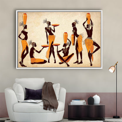 African Women Canvas Print,Ethnic Portrait Wall Art,Vibrant African, Framed Cavas Print, Floating Frame