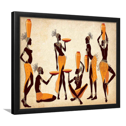 African Women Art Prints,Ethnic Portrait Wall Art,Vibrant African, Framed Art Print, Picture Framed