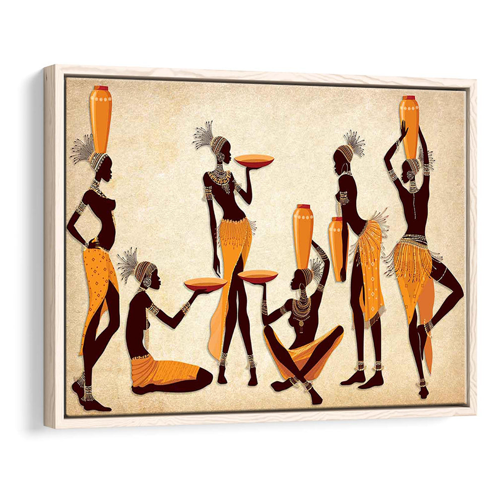 African Women Canvas Print,Ethnic Portrait Wall Art,Vibrant African, Framed Cavas Print, Floating Frame