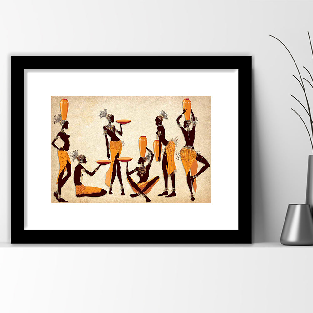 African Women Art Print,Ethnic Portrait Wall Art,Vibrant African, Framed Art Print White Border