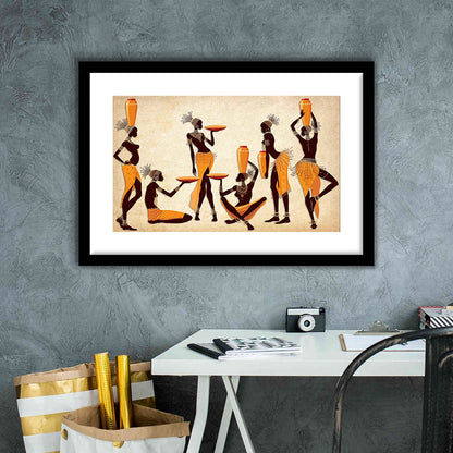 African Women Art Print,Ethnic Portrait Wall Art,Vibrant African, Framed Art Print White Border
