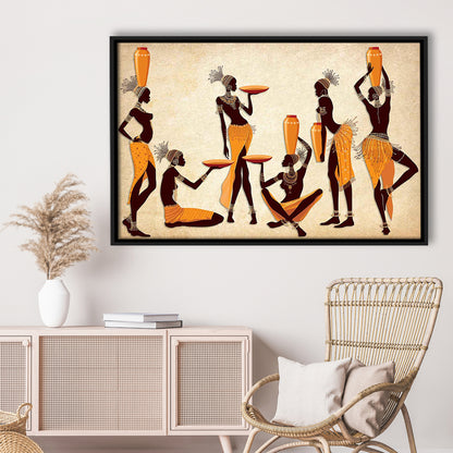 African Women Canvas Print,Ethnic Portrait Wall Art,Vibrant African, Framed Cavas Print, Floating Frame