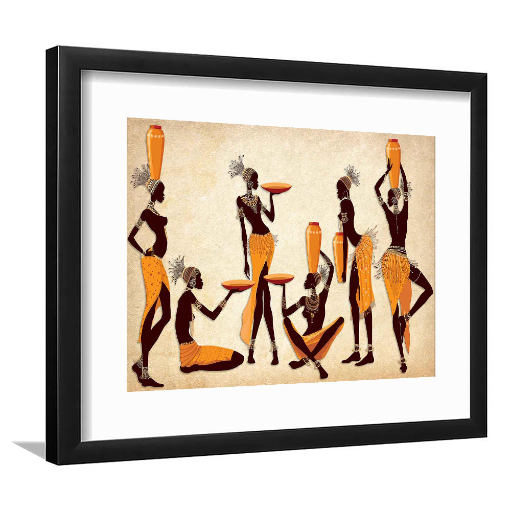 African Women Art Print,Ethnic Portrait Wall Art,Vibrant African, Framed Art Print White Border