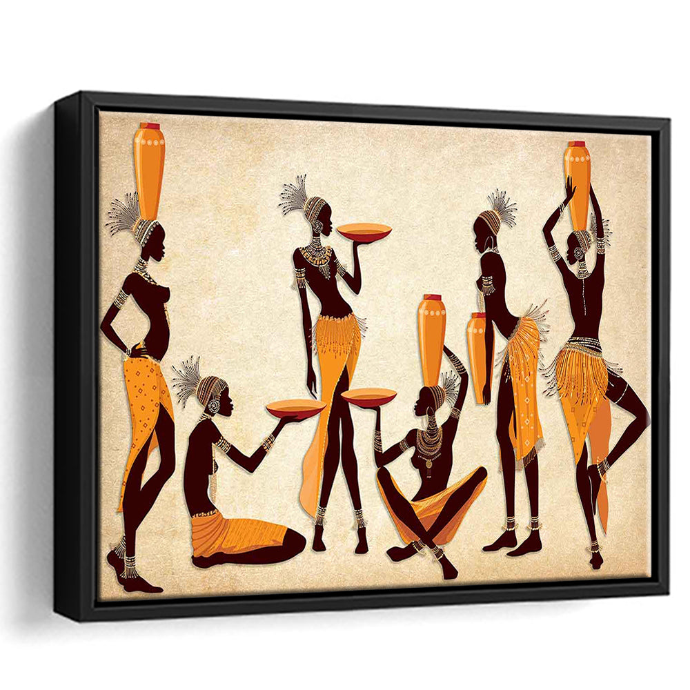 African Women Canvas Print,Ethnic Portrait Wall Art,Vibrant African, Framed Cavas Print, Floating Frame