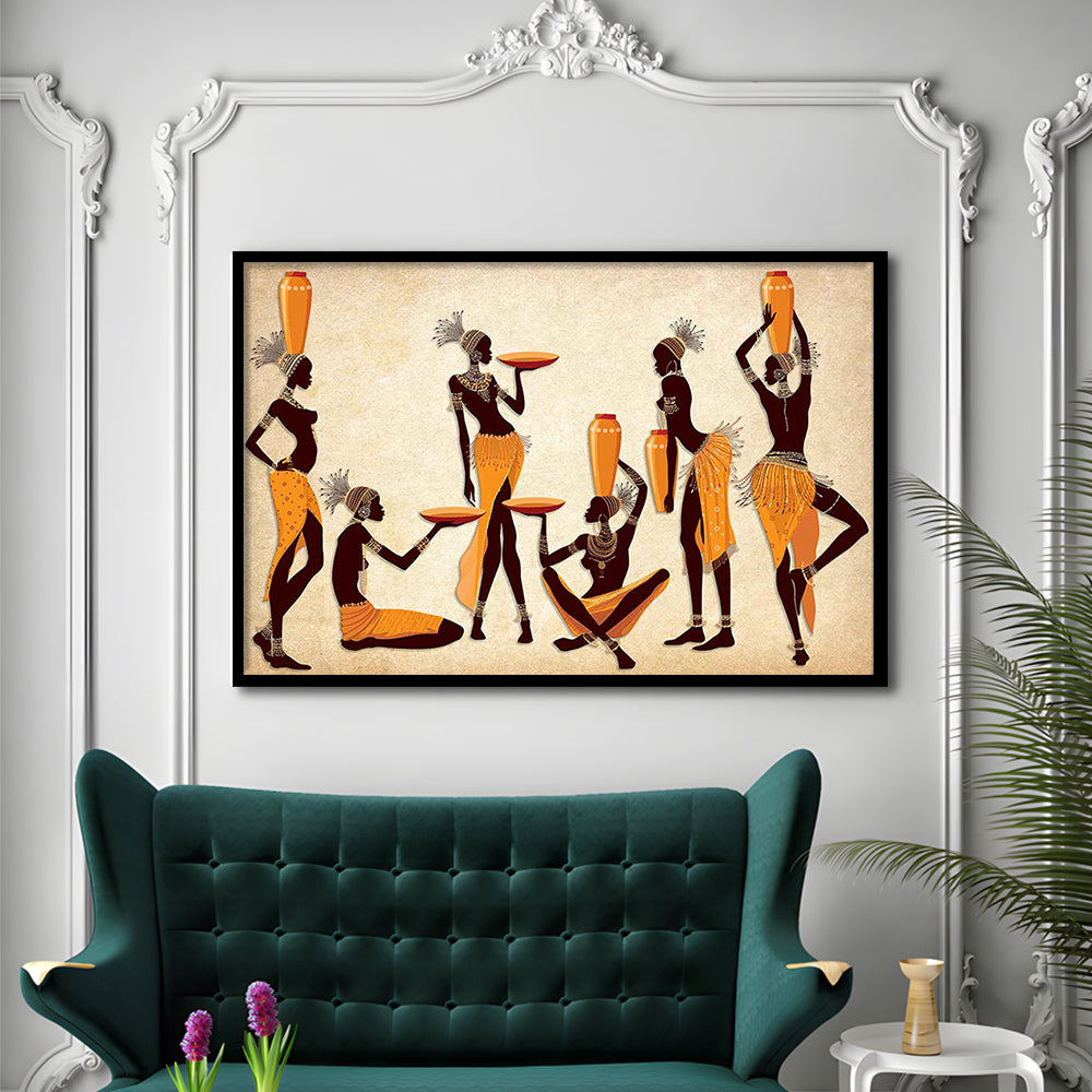 African Women Art Prints,Ethnic Portrait Wall Art,Vibrant African, Framed Art Print, Picture Framed