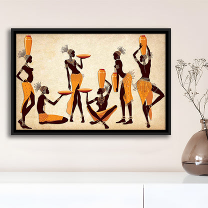 African Women Canvas Print,Ethnic Portrait Wall Art,Vibrant African, Framed Cavas Print, Floating Frame