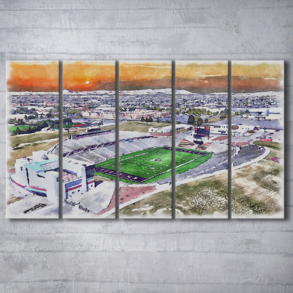 Aggie Memorial Painting Stadium Watercolor, New Mexico Wall Art Decor, Sport Art, Extra Large Canvas Print Wall Art